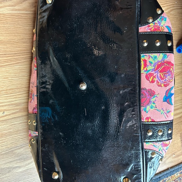 Betsey Johnson Black and Pink Floral Satchel - Picture 7 of 7